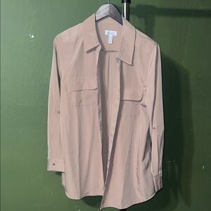 Men's Beige Button-Down Shirt by Dicoo